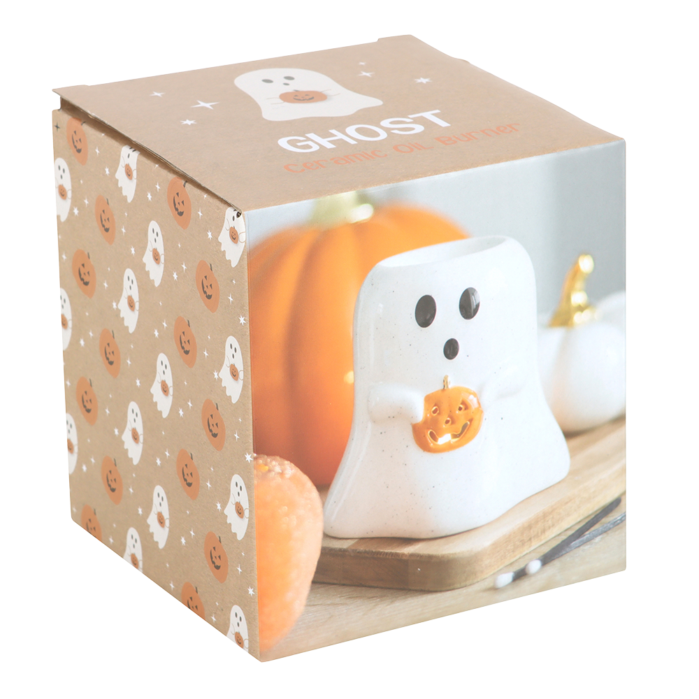 Viv! Christmas Halloween Oil Burner - Ghost with Pumpkin - Oil & Wax Melt Burner