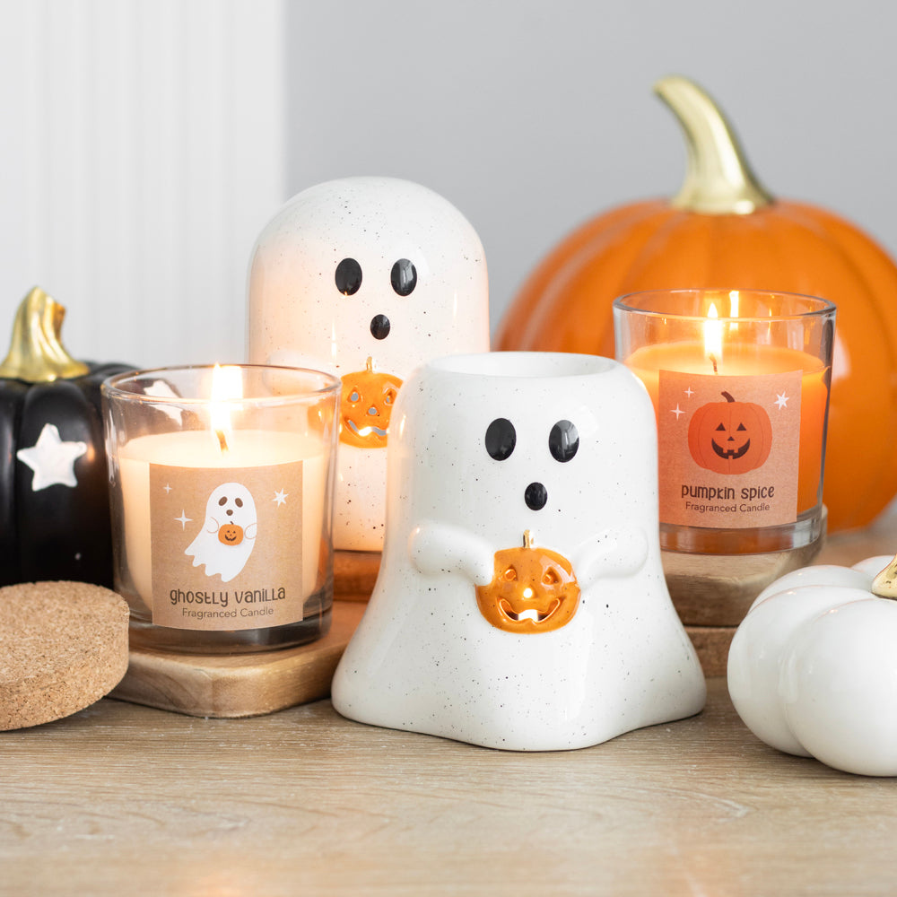 Viv! Christmas Halloween Oil Burner - Ghost with Pumpkin - Oil & Wax Melt Burner