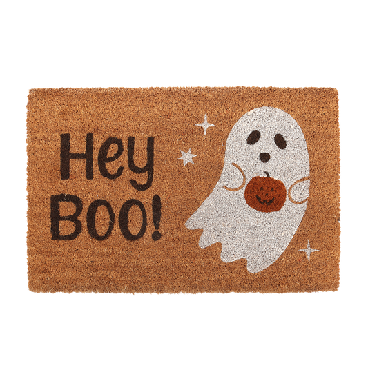 Viv! Christmas Halloween Decoratie - 'Hey Boo' Spook Natuurlijke Deurmat