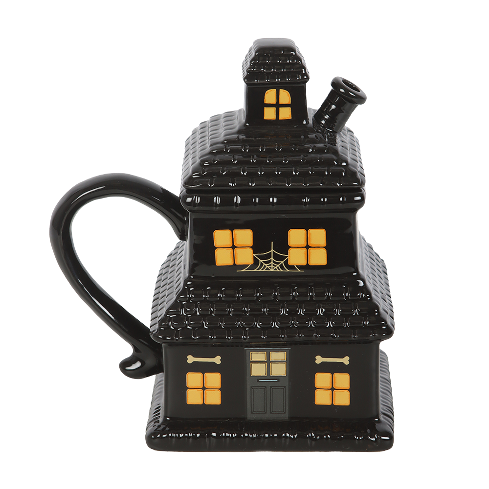 Viv! Christmas Halloween Mug - Black Haunted House - Ceramic