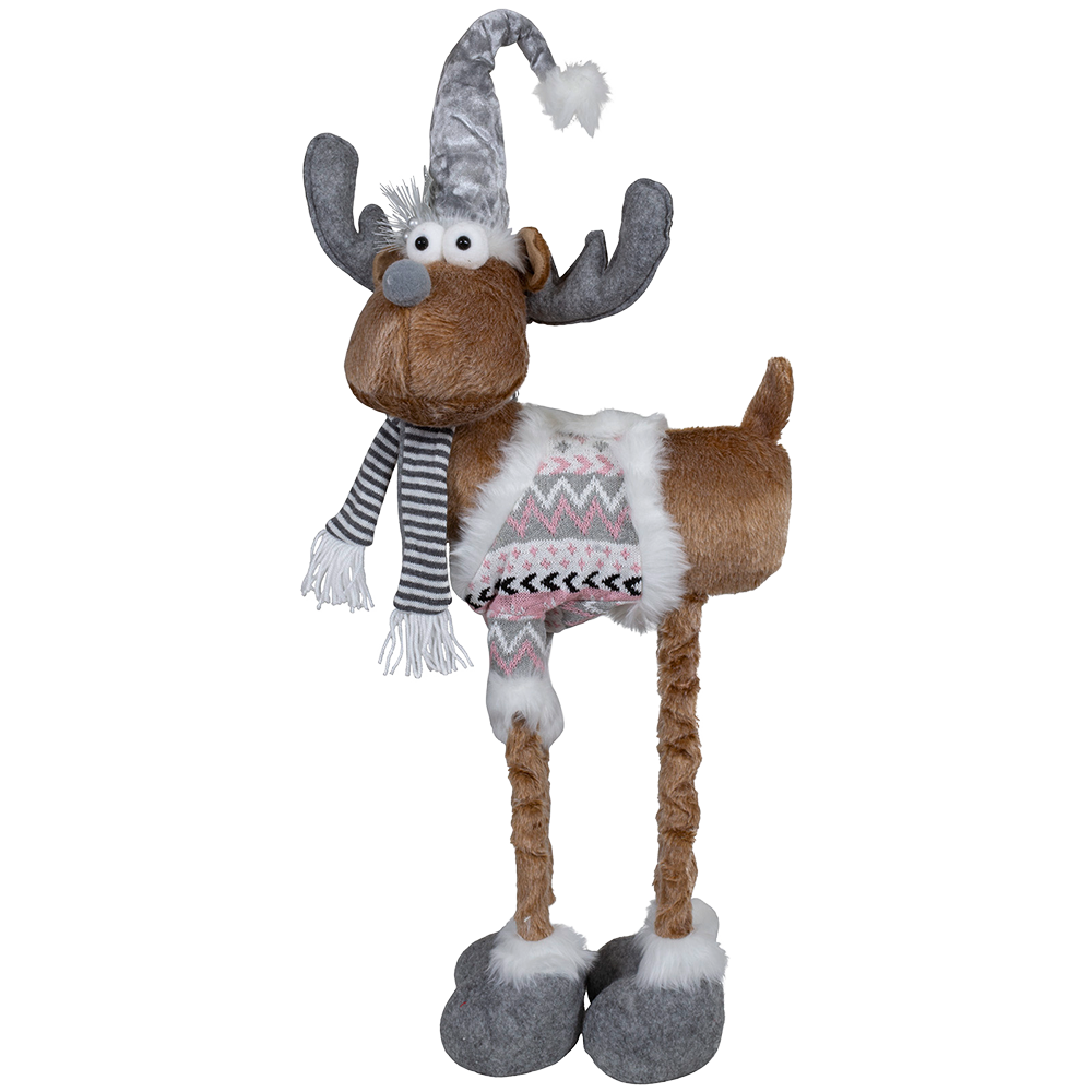 Viv! Christmas Tabletop Figure - Moose with Extendable Legs - gray silver brown - 57-77cm