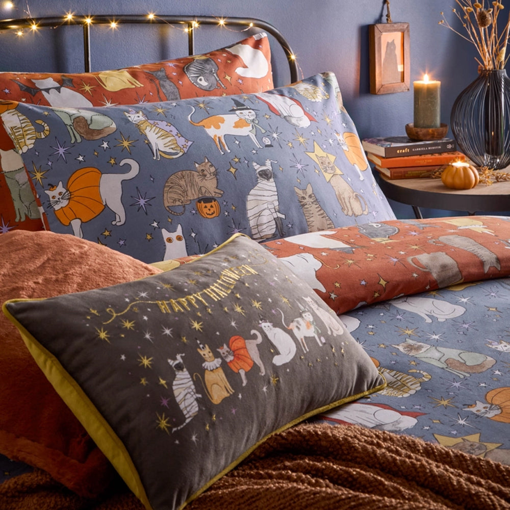 Viv! Christmas Halloween Duvet Cover - Cat Pawty - Reversible