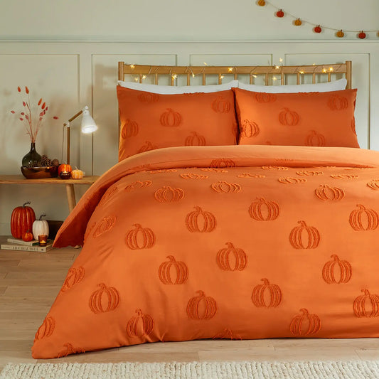 Viv! Christmas Fall Duvet Cover - Tufted Pumpkin - Soft Touch - Orange