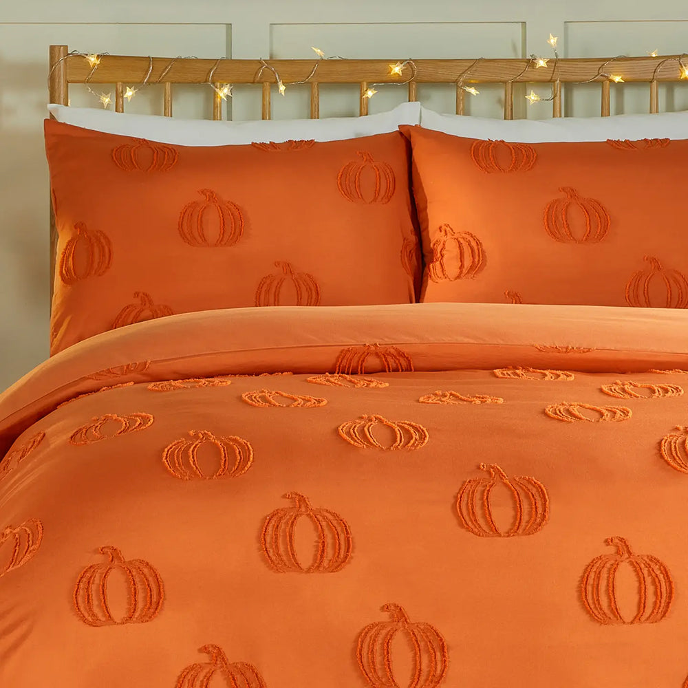 Viv! Christmas Fall Duvet Cover - Tufted Pumpkin - Soft Touch - Orange