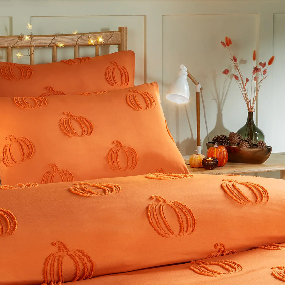 Viv! Christmas Fall Duvet Cover - Tufted Pumpkin - Soft Touch - Orange
