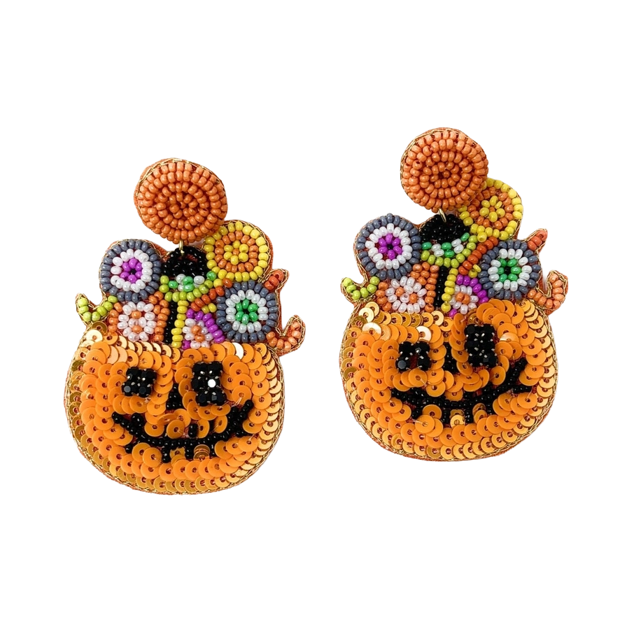 Viv! Christmas Halloween Statement Oorbellen - Jack-O-Lantern met Snoep