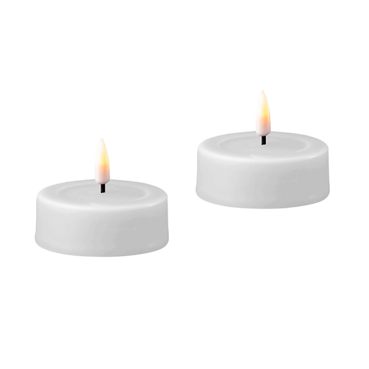 Deluxe Homeart - Große LED-Teelichter - 6,1 × 4,5 cm - Weiß - 2er-Set
