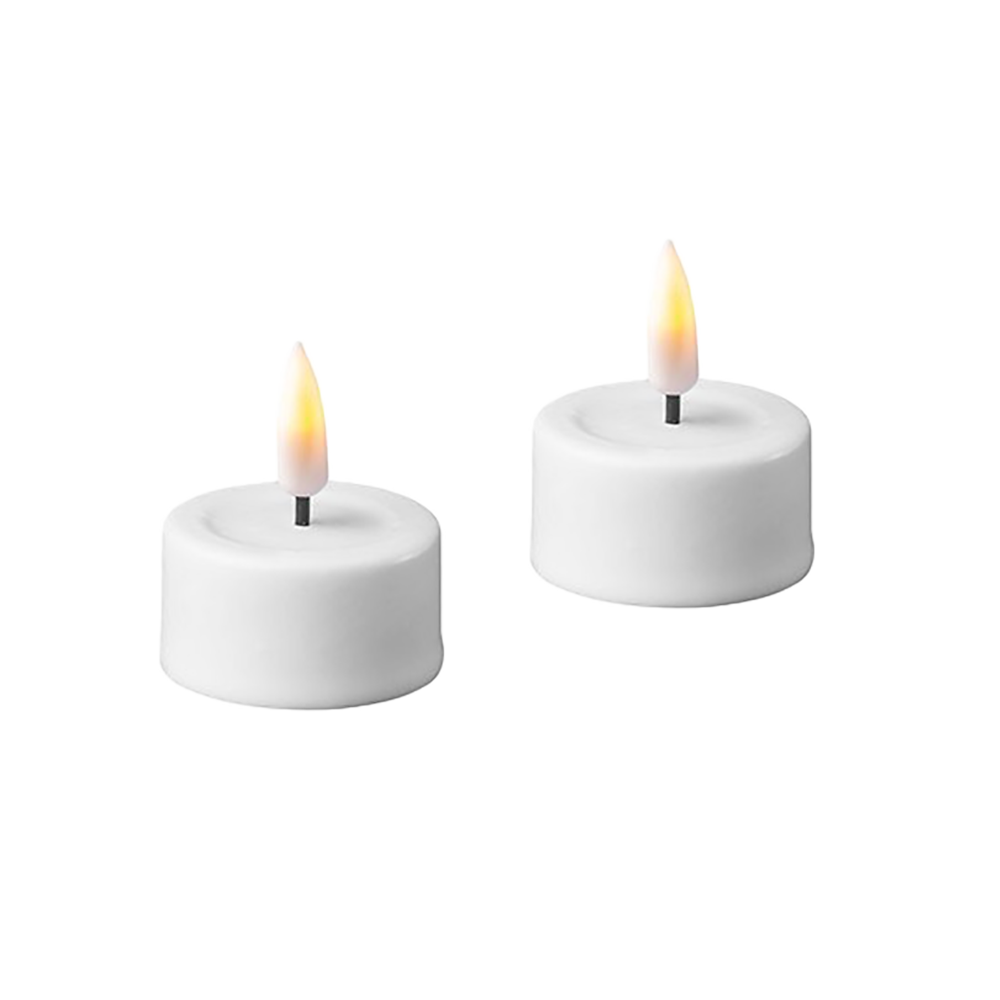 Deluxe Homeart - LED theelichten - 2 stuks - 4 x 4,5cm  - inclusief batterijen - wit