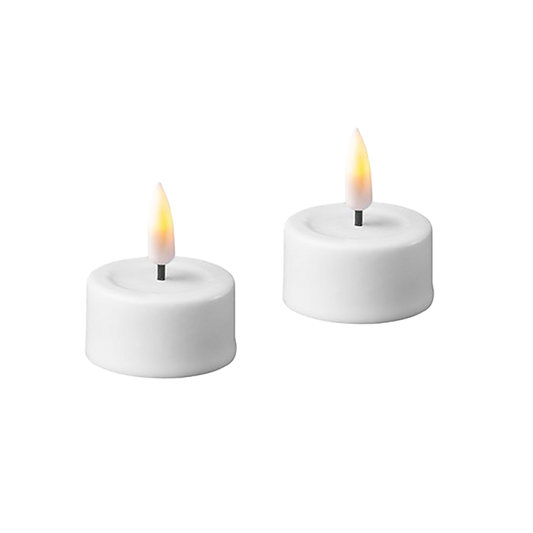 Deluxe Homeart - LED-Teelichter - 4 × 4,5 cm - Weiß - 2er-Set - Batterien inklusive