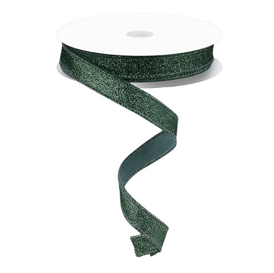 Viv! Christmas Wired Ribbon - Glitter - Sage Green - 1.6 cm x 9.1 m