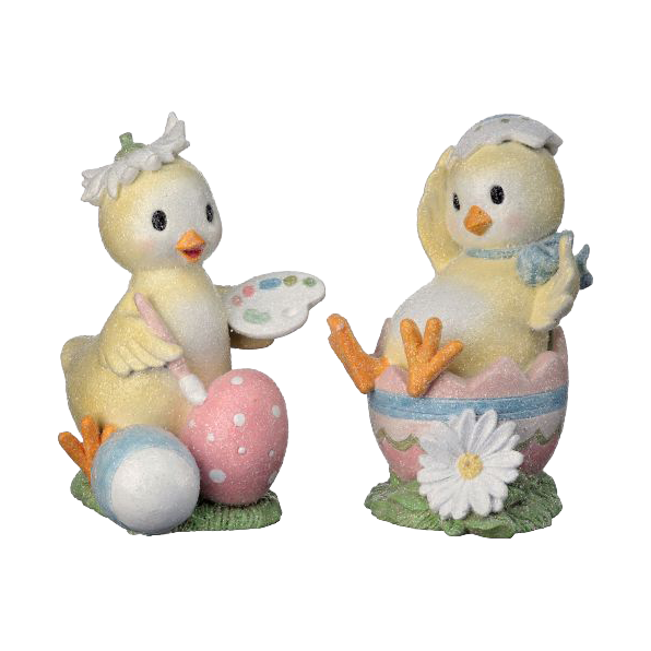 Viv! Christmas Easter Decoration - Creative Chicks with Eggs - Set of 2 - 13cm