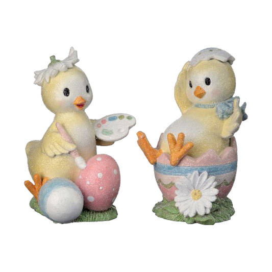 Viv! Christmas Easter Decoration - Creative Chicks with Eggs - Set of 2 - 13cm