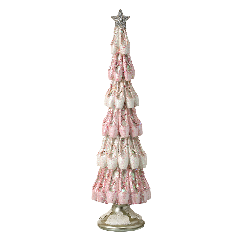 Viv! Christmas Tabletop Figure - Ballerina Tree Full of Ballet Shoes - Pink - 43cm