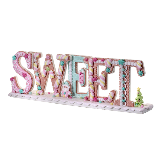 Viv! Christmas Tabletop Figure - 'Sweet' Candy Clay Centerpiece - Pastel Pink - 51cm