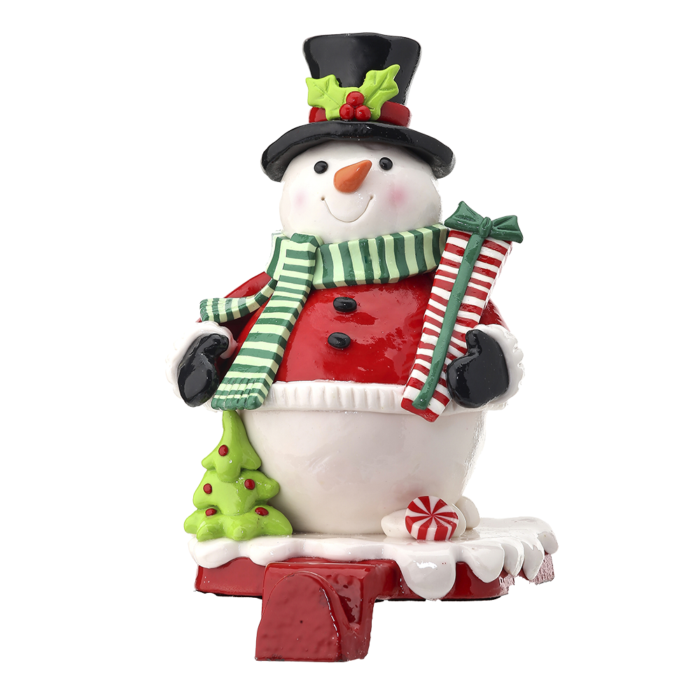 Viv! Weihnachtsstatue – Schneemann-Weihnachtsstrumpfhalter – rot, weiß, grün – 17 cm