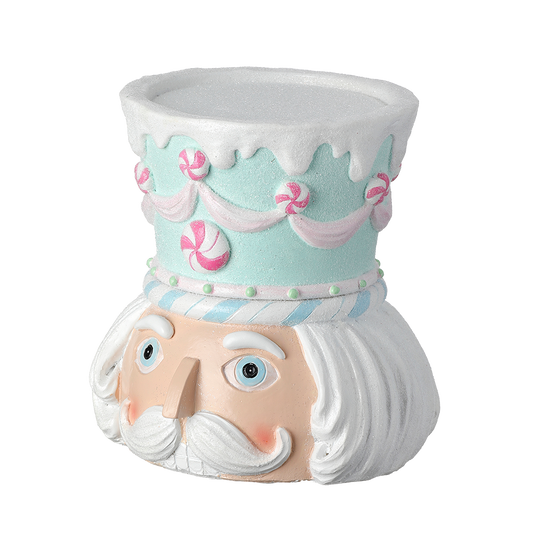 Viv! Christmas Table Decoration - Candle Holder Candy Nutcracker - pastel - blue pink - 14cm