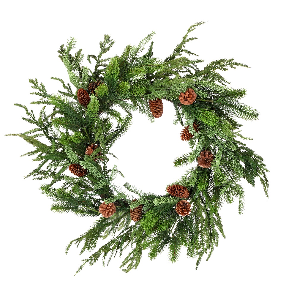 Viv! Christmas Artificial Christmas Wreath - Real Touch Norfolk/Spruce/Juniper - green - Ø60cm