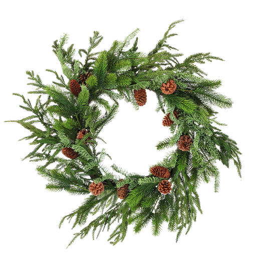 Viv! Christmas Artificial Christmas Wreath - Real Touch Norfolk/Spruce/Juniper - green - Ø60cm