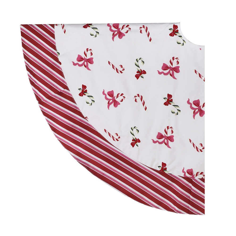 Viv! Christmas Luxury Tree Skirt - Embroidered Red Pink Candy Canes - Ø137cm