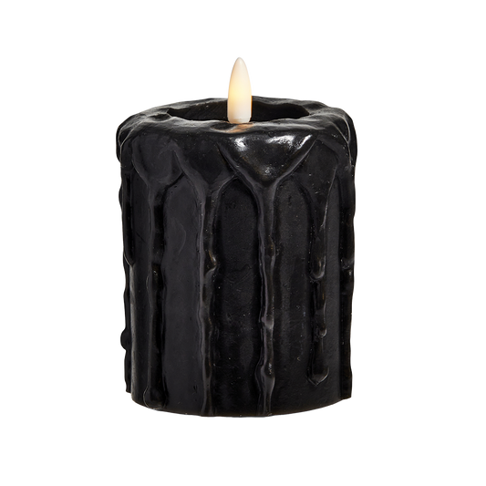 Viv! Christmas Halloween LED Kaars - Zwarte Druppelkaars - 10 cm