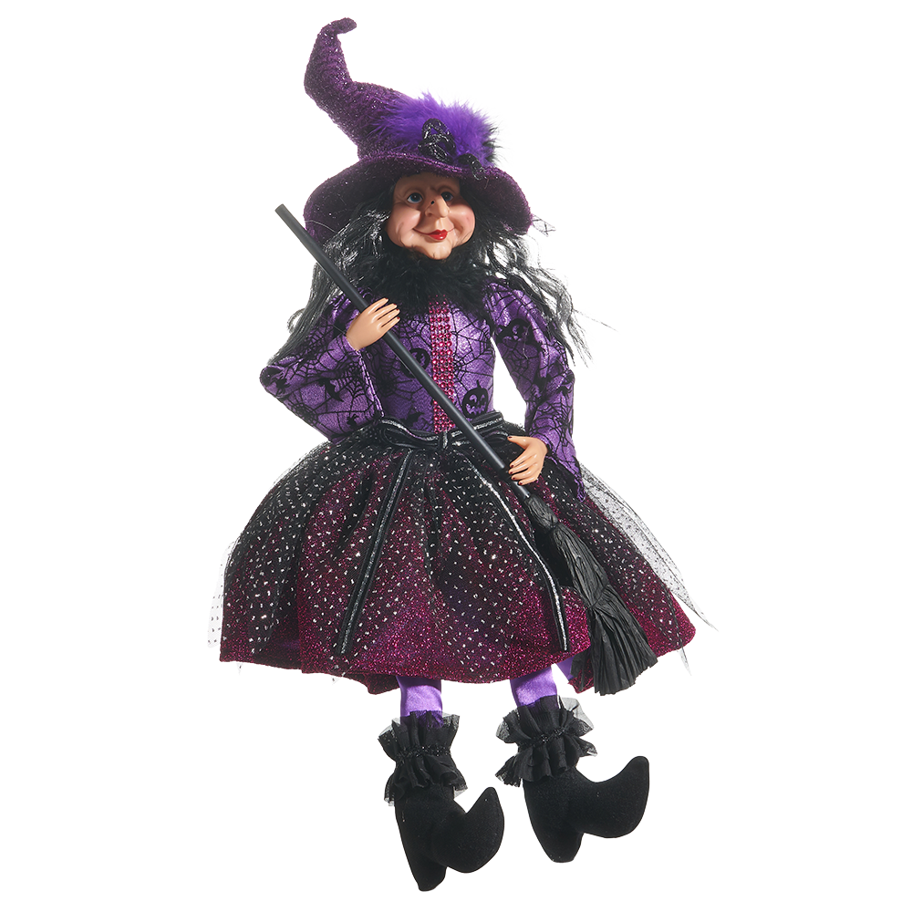 Viv! Christmas Halloween Tabletop Figurine - Witch in Purple Party Dress - 56 cm