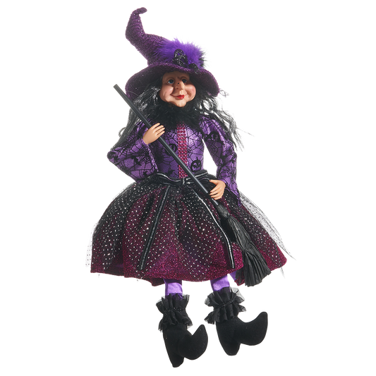Viv! Christmas Halloween Tabletop Figurine - Witch in Purple Party Dress - 56 cm