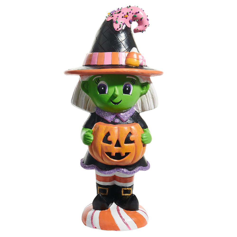 Viv! Christmas Halloween Tabletop Figurine - Trick or Treater Green Witch - 42 cm