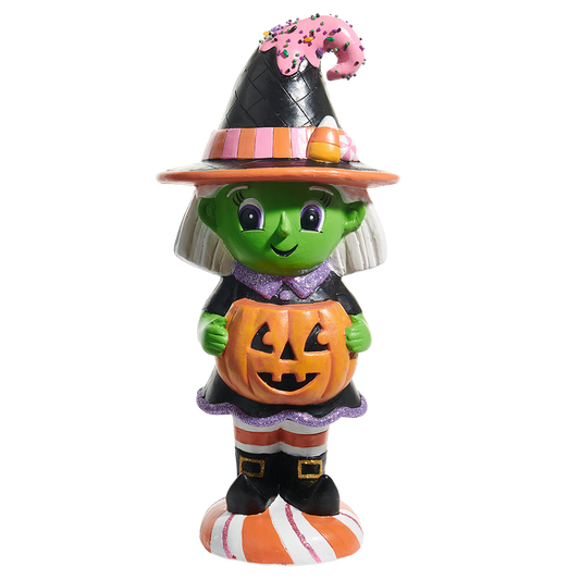 Viv! Christmas Halloween Tabletop Figurine - Trick or Treater Green Witch - 42 cm