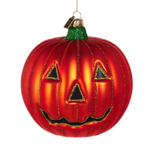Viv! Christmas Halloween Decoration - Jack-O-Lantern Pumpkin Ornament - Glass - 13 cm