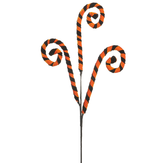 Viv! Christmas Halloween Decoratie - Gestreepte Spiraal Decoratietak - oranje zwart - 74 cm