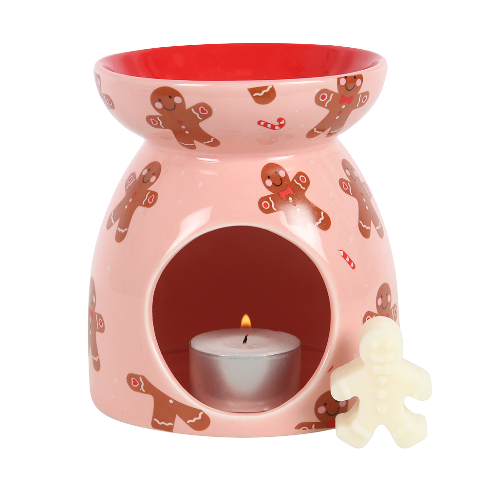 Viv! Christmas Kerst Geurbrander - Roze Gingerbread Mannetjes - Olie & Wax Melt Brander