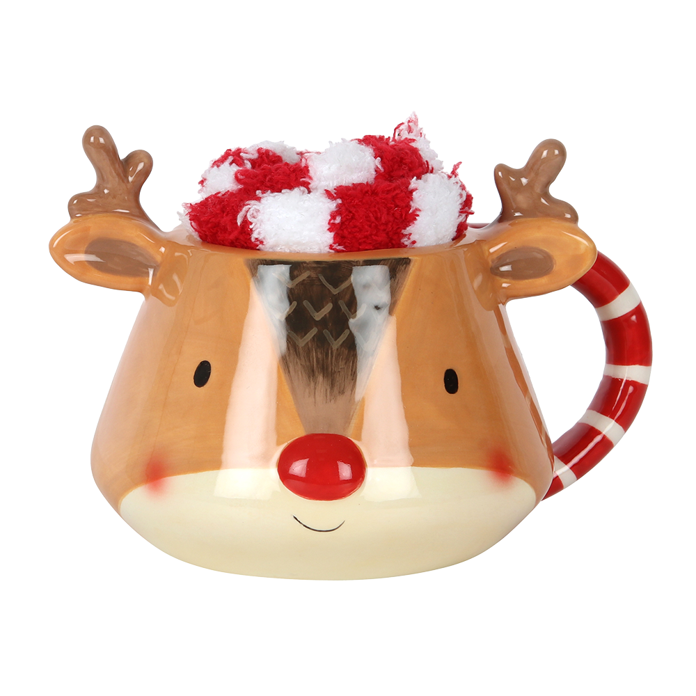 Viv! Christmas Kerstmok Cadeauset - Rudolph Rendier Mok met Kerstsokken - keramiek