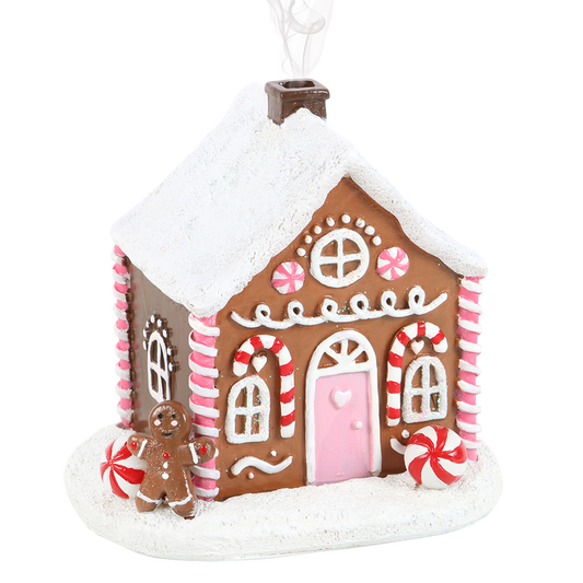 Viv! Christmas Incense Cone Burner - Pink Gingerbread House