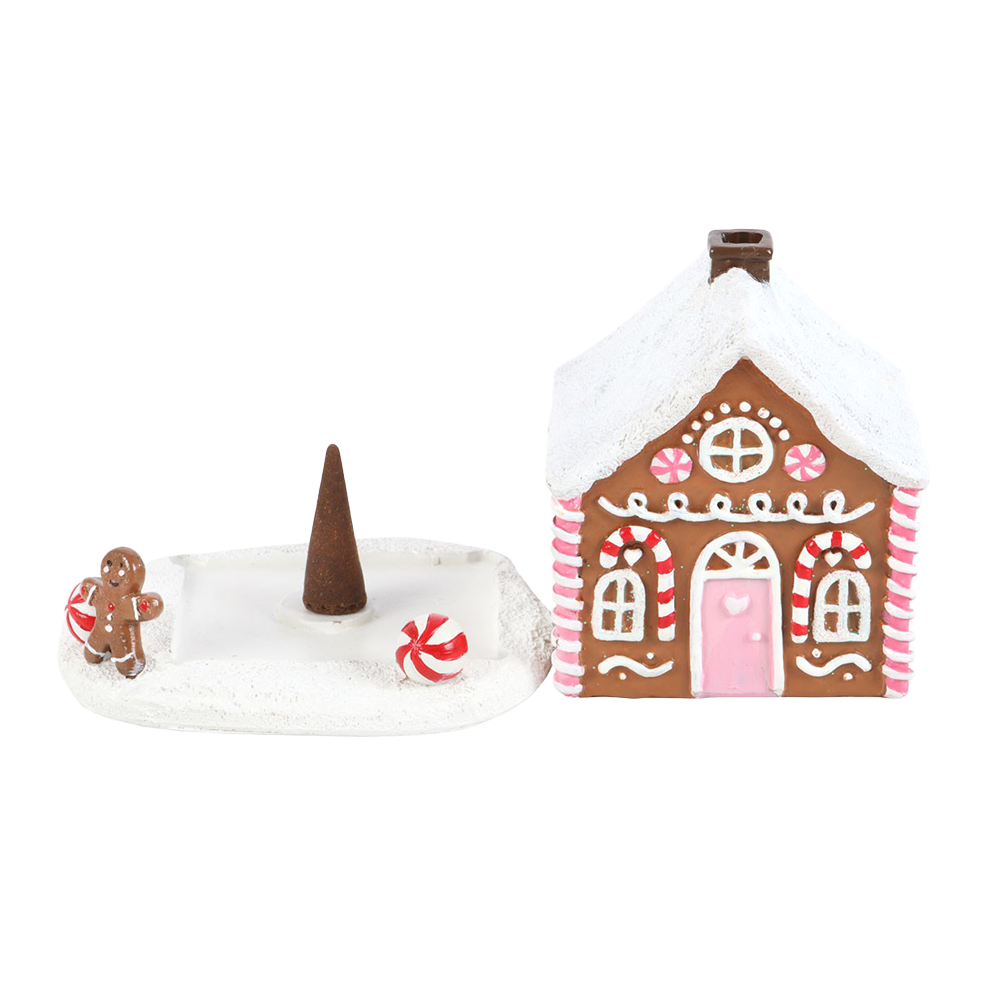 Viv! Christmas Incense Cone Burner - Pink Gingerbread House