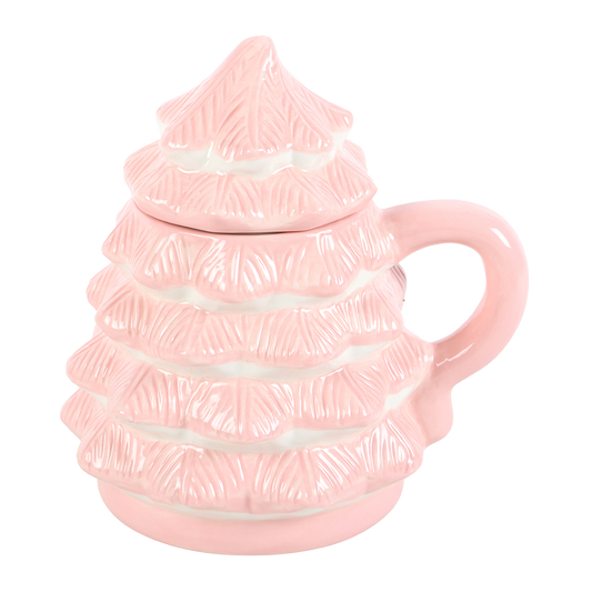 Viv! Christmas Kerstmok met Deksel - Roze Kerstboom Mok - keramiek