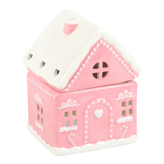 Viv! Christmas Kerst Geurbrander - Roze Gingerbread Huis - Olie & Wax Melt Brander