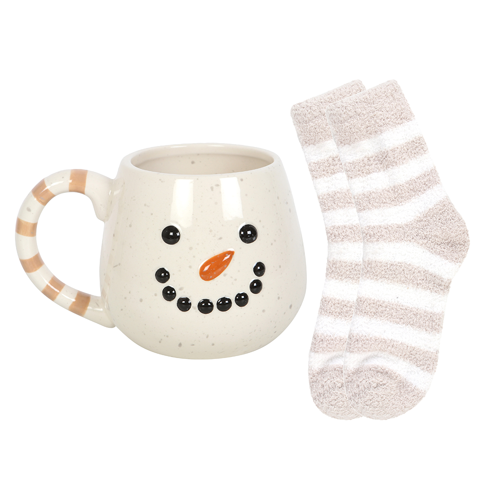 Viv! Christmas Weihnachtstasse Geschenkset - Schneemann Tasse und Weihnachtssocken - Keramik