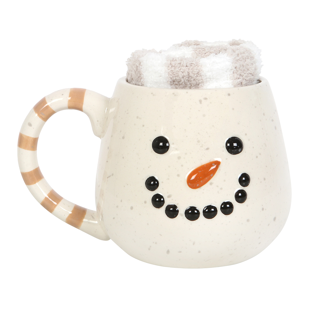 Viv! Christmas Weihnachtstasse Geschenkset - Schneemann Tasse und Weihnachtssocken - Keramik