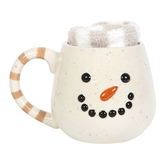 Viv! Christmas Set de regalo de taza de Navidad - Taza muñeco de nieve y calcetines navideños - cerámica