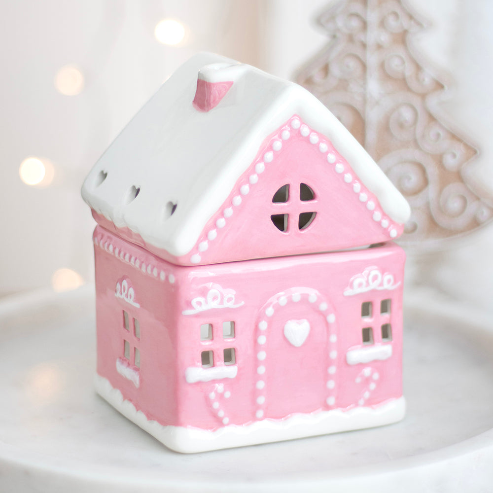 Viv! Christmas Kerst Geurbrander - Roze Gingerbread Huis - Olie & Wax Melt Brander