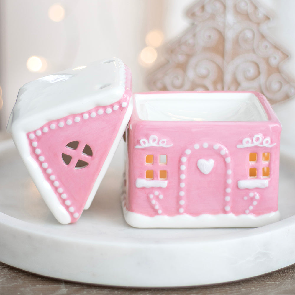 Viv! Christmas Kerst Geurbrander - Roze Gingerbread Huis - Olie & Wax Melt Brander