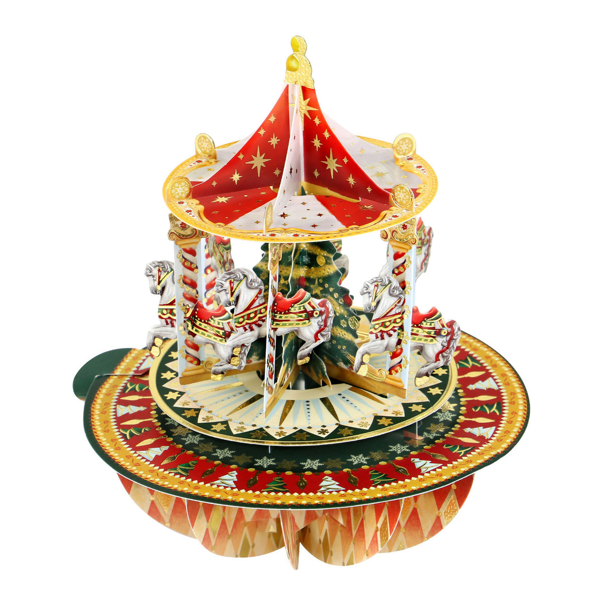 Santoro London - 3D Pirouette Weihnachtskarte - Christmas Carousel