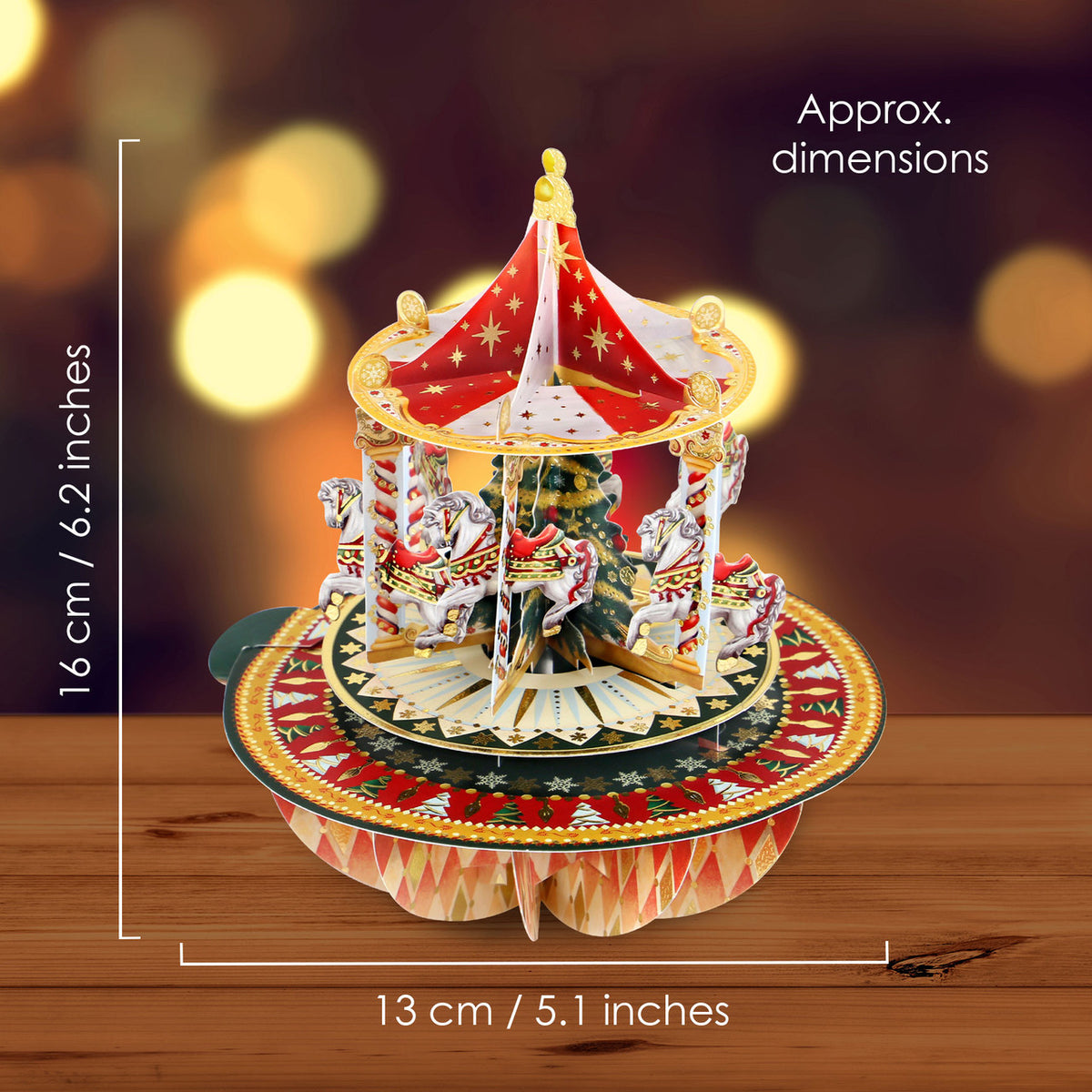 Santoro London - 3D Pirouette Weihnachtskarte - Christmas Carousel