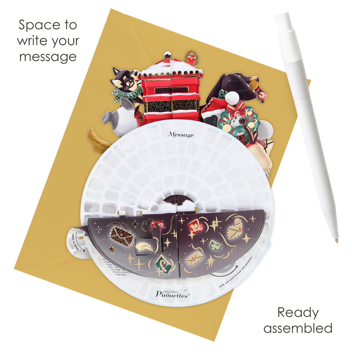 Santoro London 3D Pirouette Christmas Card - Letters to Santa Paws