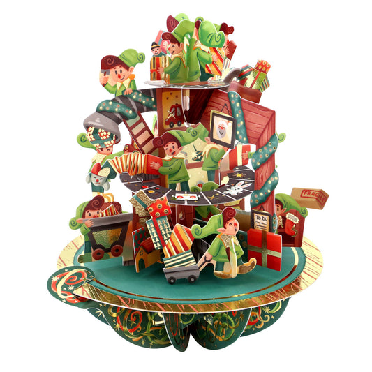 Santoro London 3D Pirouette Christmas Card - Santa's Workshop