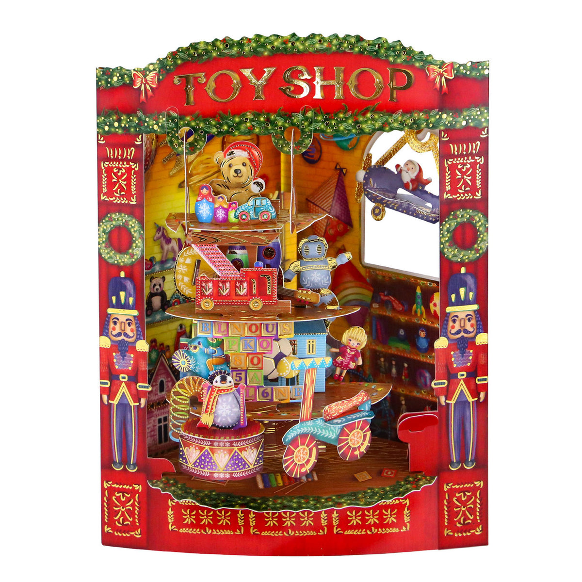 Santoro London - 3D Pop-up Swing Weihnachtskarte - Christmas Toy Shop