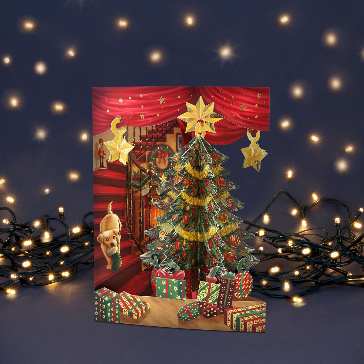 Santoro London 3D Pop-Up Swing Christmas Card - Christmas Tree
