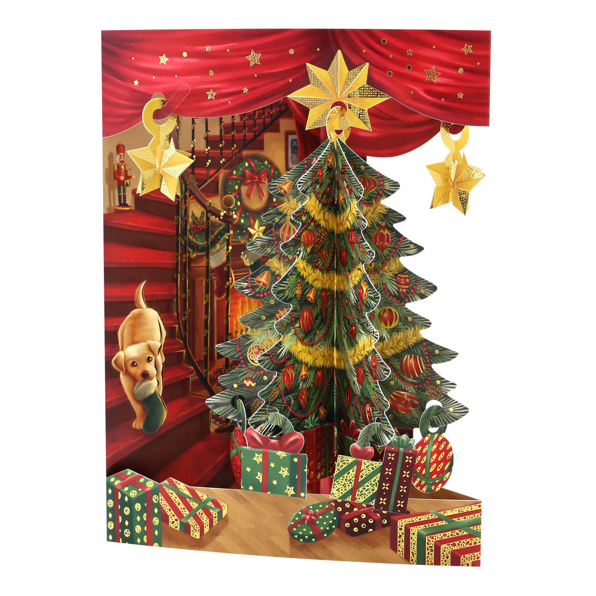 Santoro London 3D Pop-Up Swing Christmas Card - Christmas Tree
