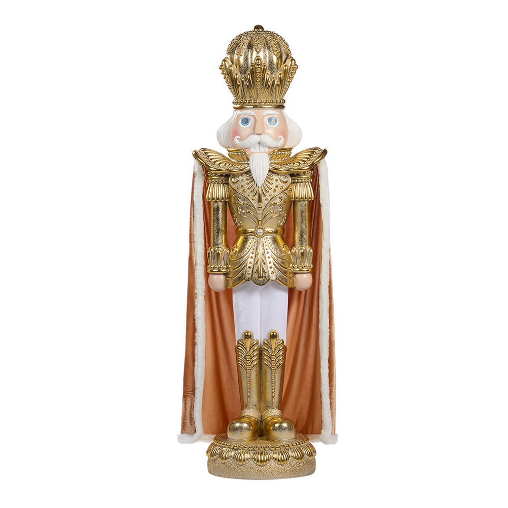 Goodwill M&G Kerstbeeld - XXL Notenkraker met Stoffen Cape - crème goud - 183cm