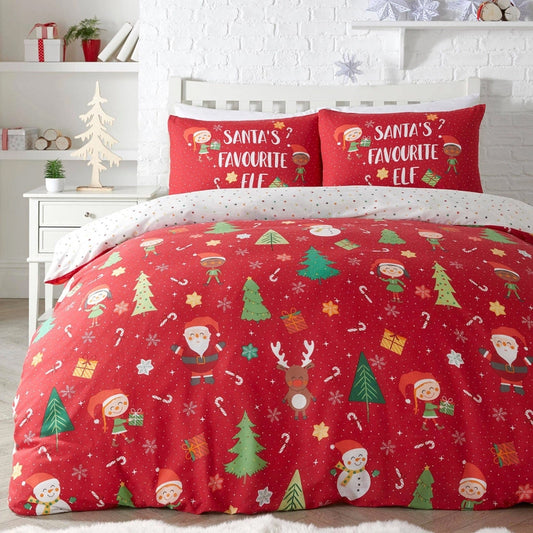 Viv! Christmas Kerst Dekbedovertrek - Santa's Favourite Elf - Reversible